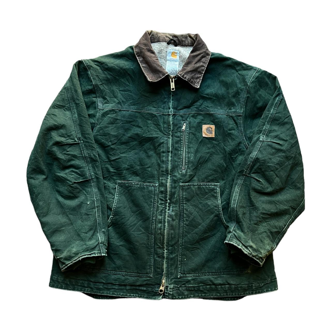 Vintage Carhartt Workwear Forest Green Collared... - Depop