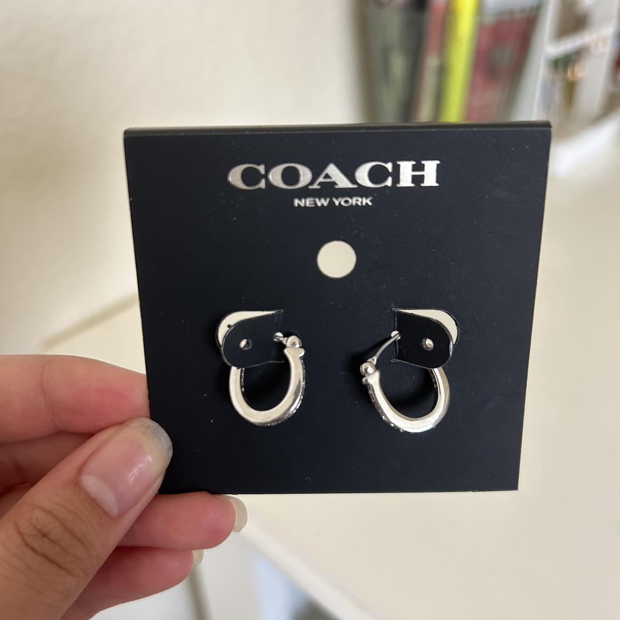 coach horseshoe silver hoops. so small and dainty.... Depop