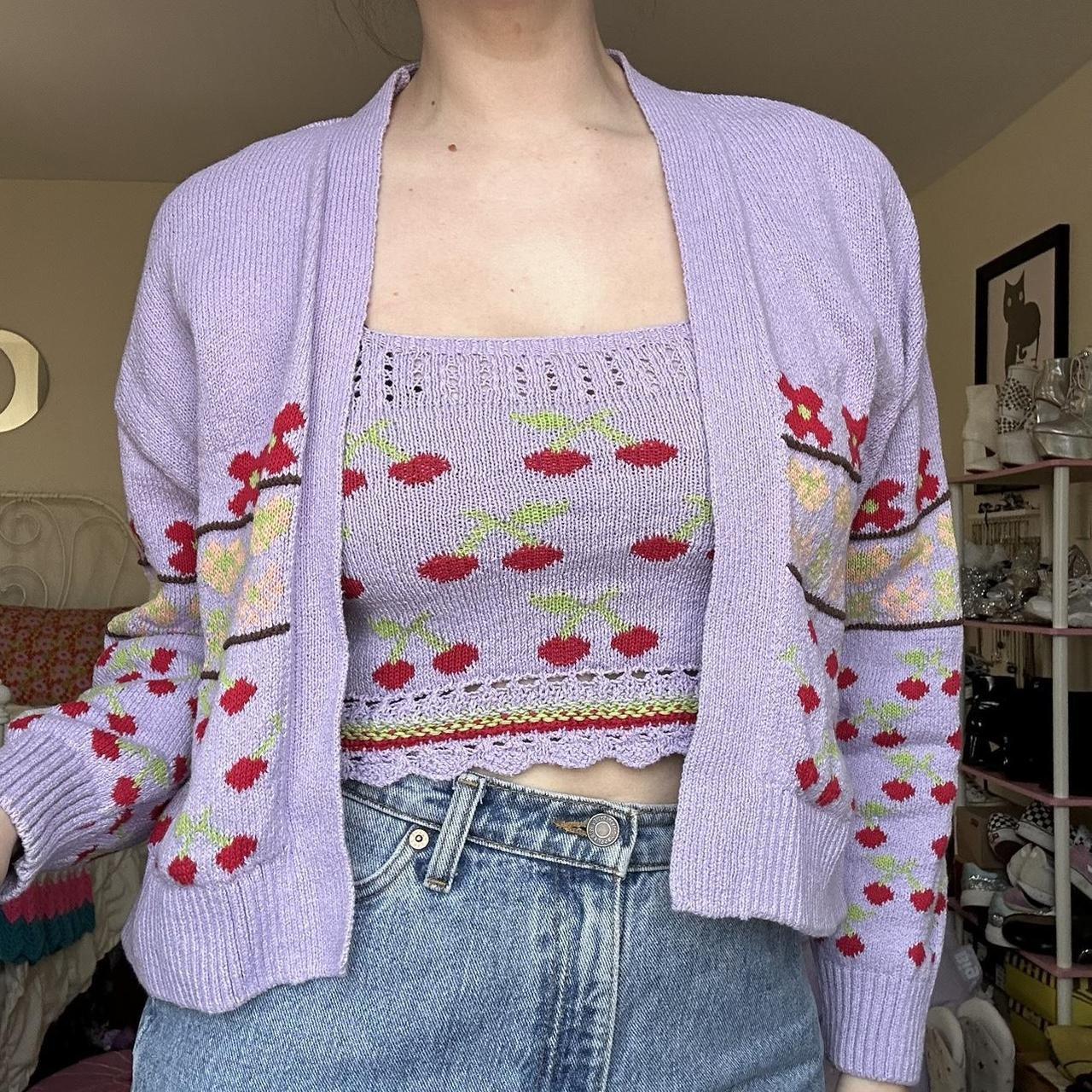 Depop Zara Green Floral Embroidered Cardigan Zara Lilac Floral