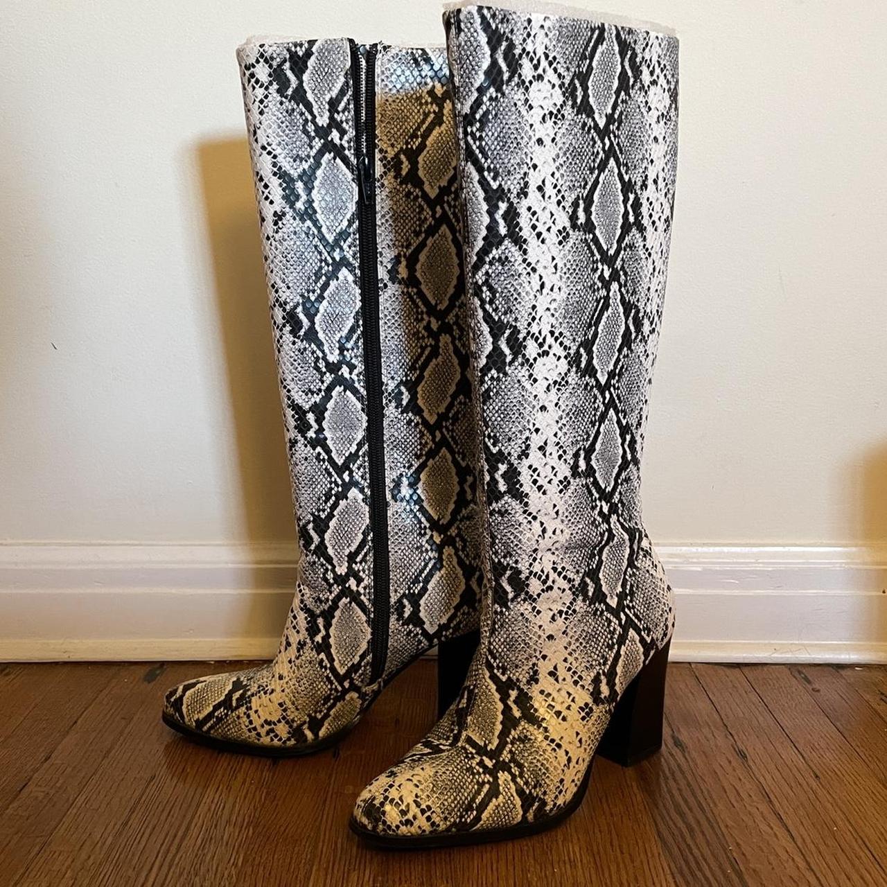 Mango snakeskin hotsell knee high boots