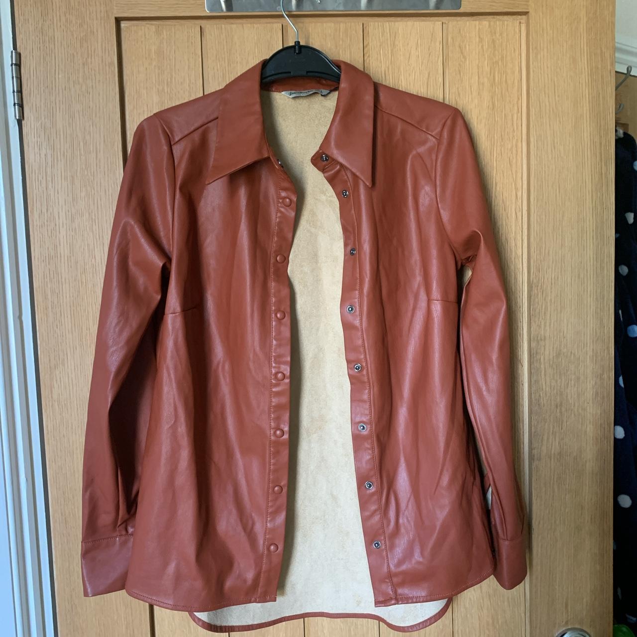 stradivarius leather shirt