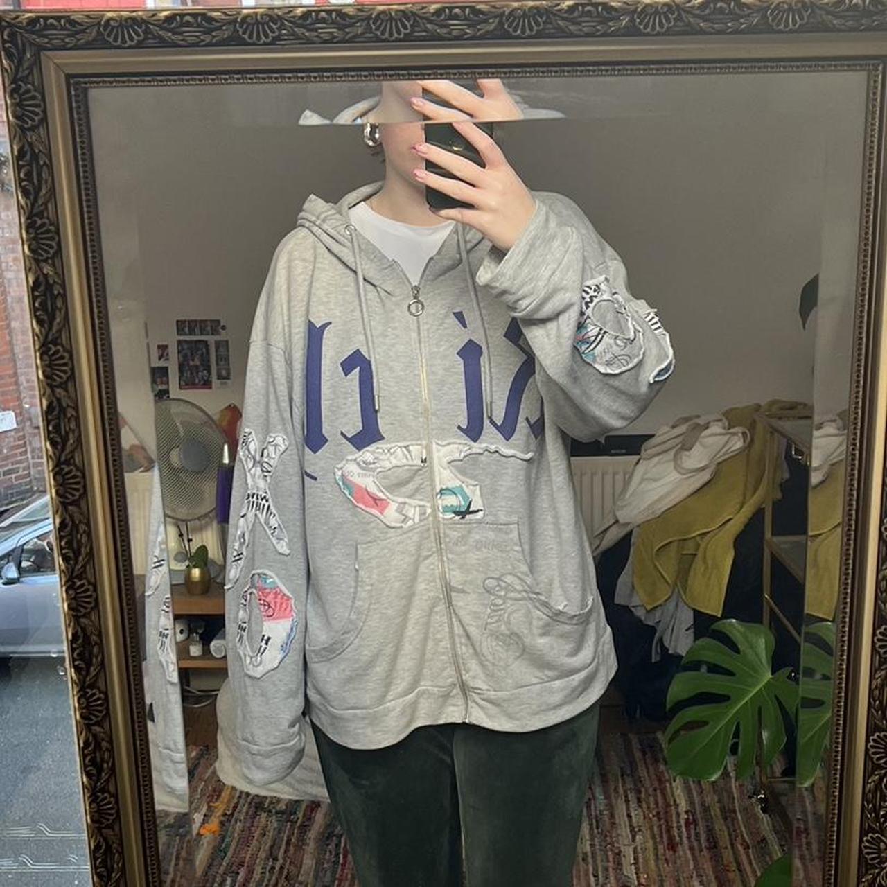 Grey zip hoodie Jaded London M/L Oversized | Depop