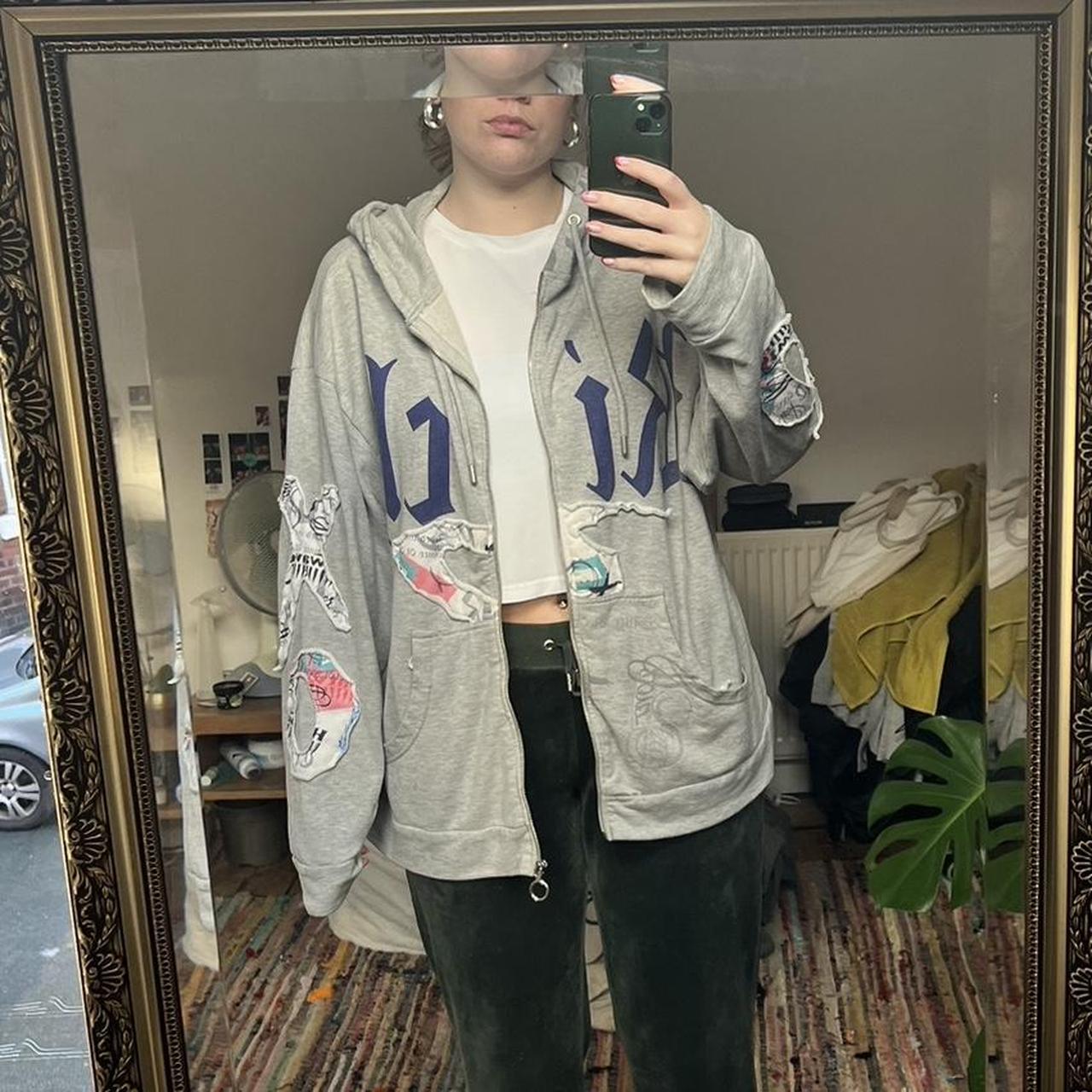 Grey zip hoodie Jaded London M/L Oversized | Depop