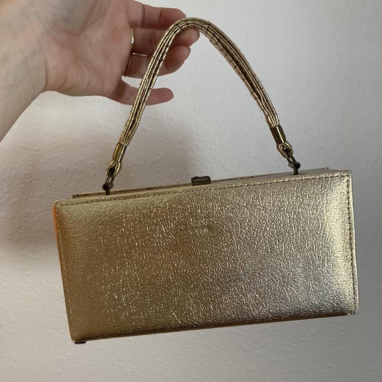 Gold rectangle purse handbag with mirrored sides....