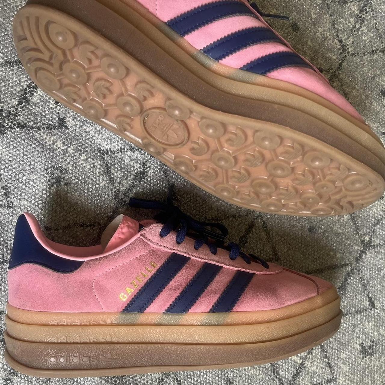 Adidas gazelle bold platform trainers Pink with gum... - Depop