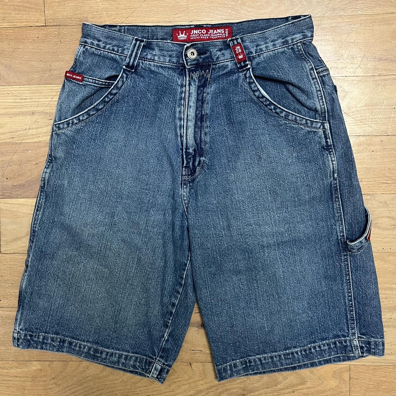 Vintage Jnco Red Crown Patch Jean Shorts Size 32 90s... - Depop