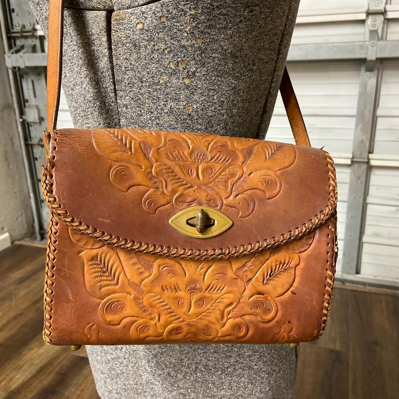 Vintage tooled leather purse hot sale