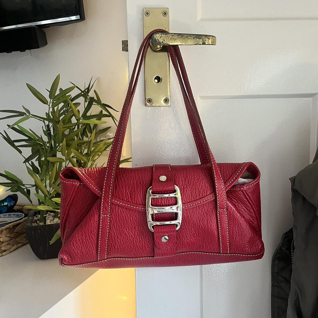 Red Leather Vintage Hogan Buckle Handbag Shoulder Depop 