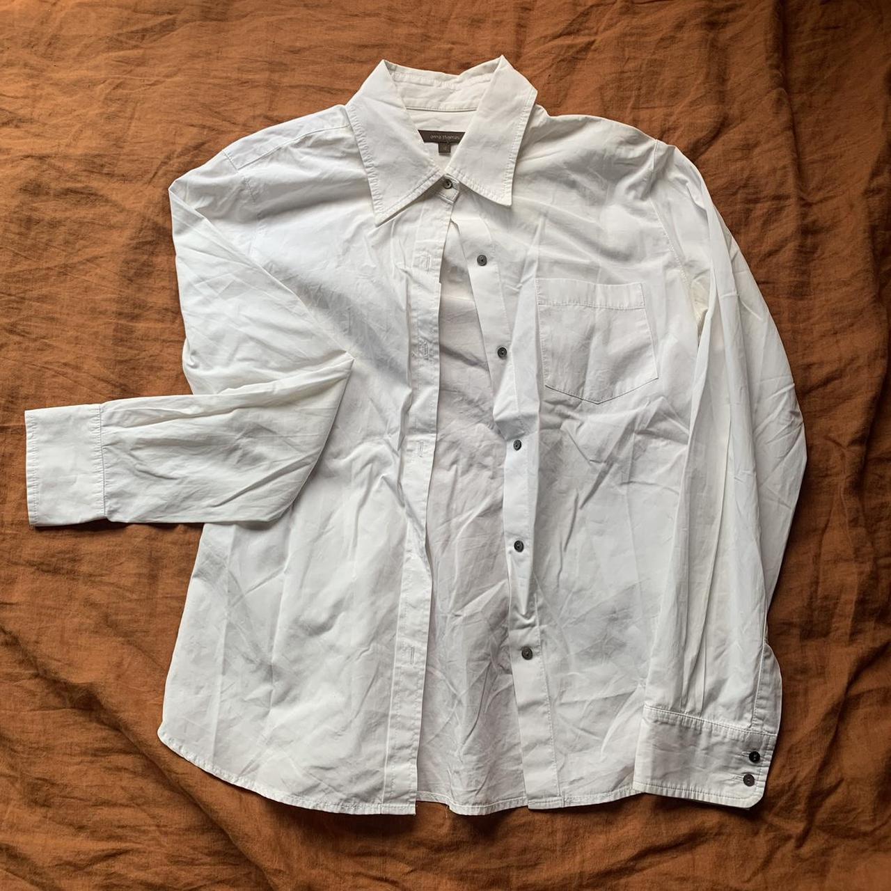 white work shirt with black buttons - Depop