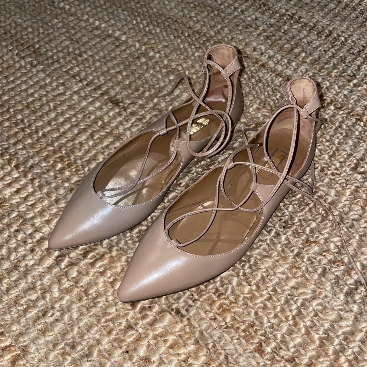 Lace up nude store flats