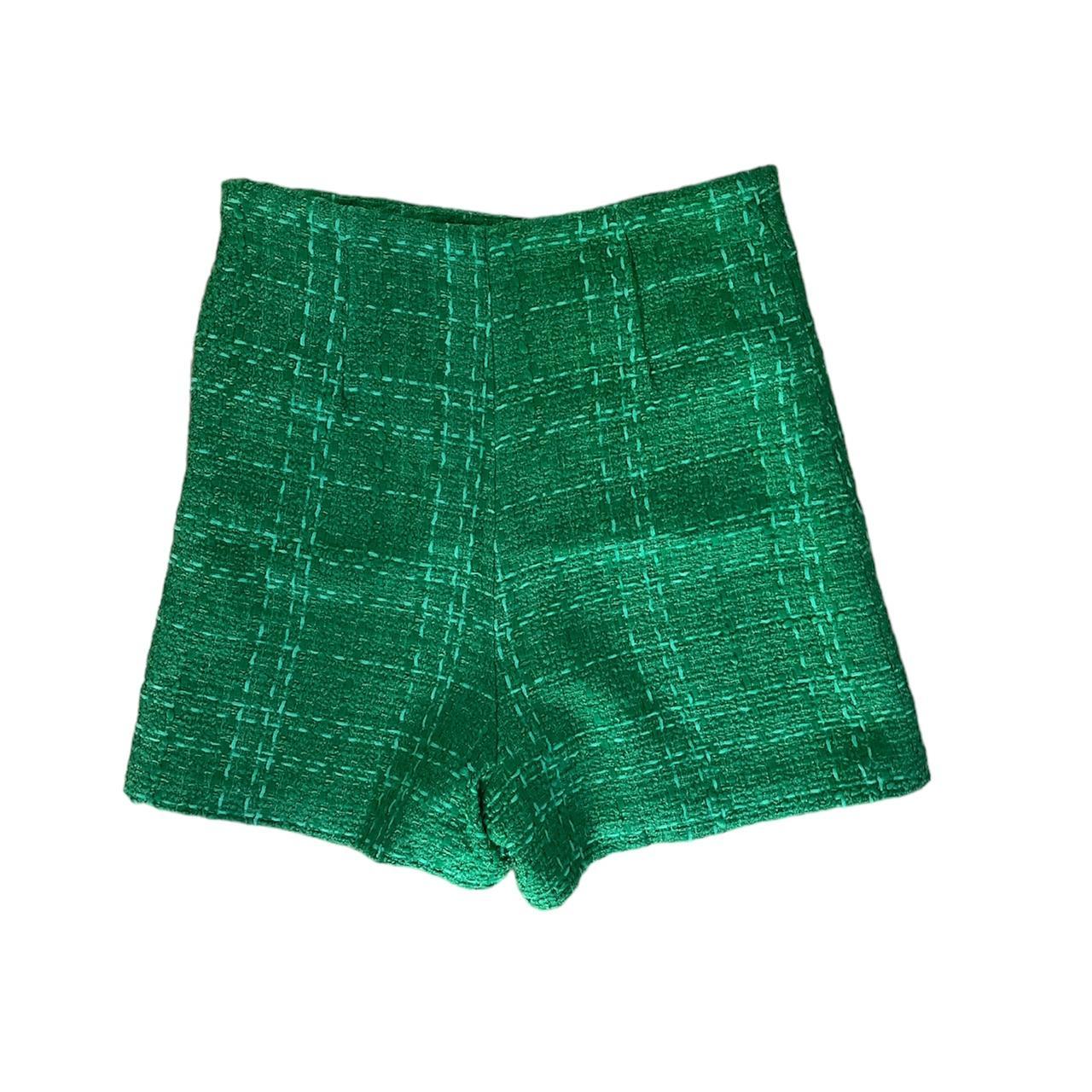 Zara green hot sale tweed shorts