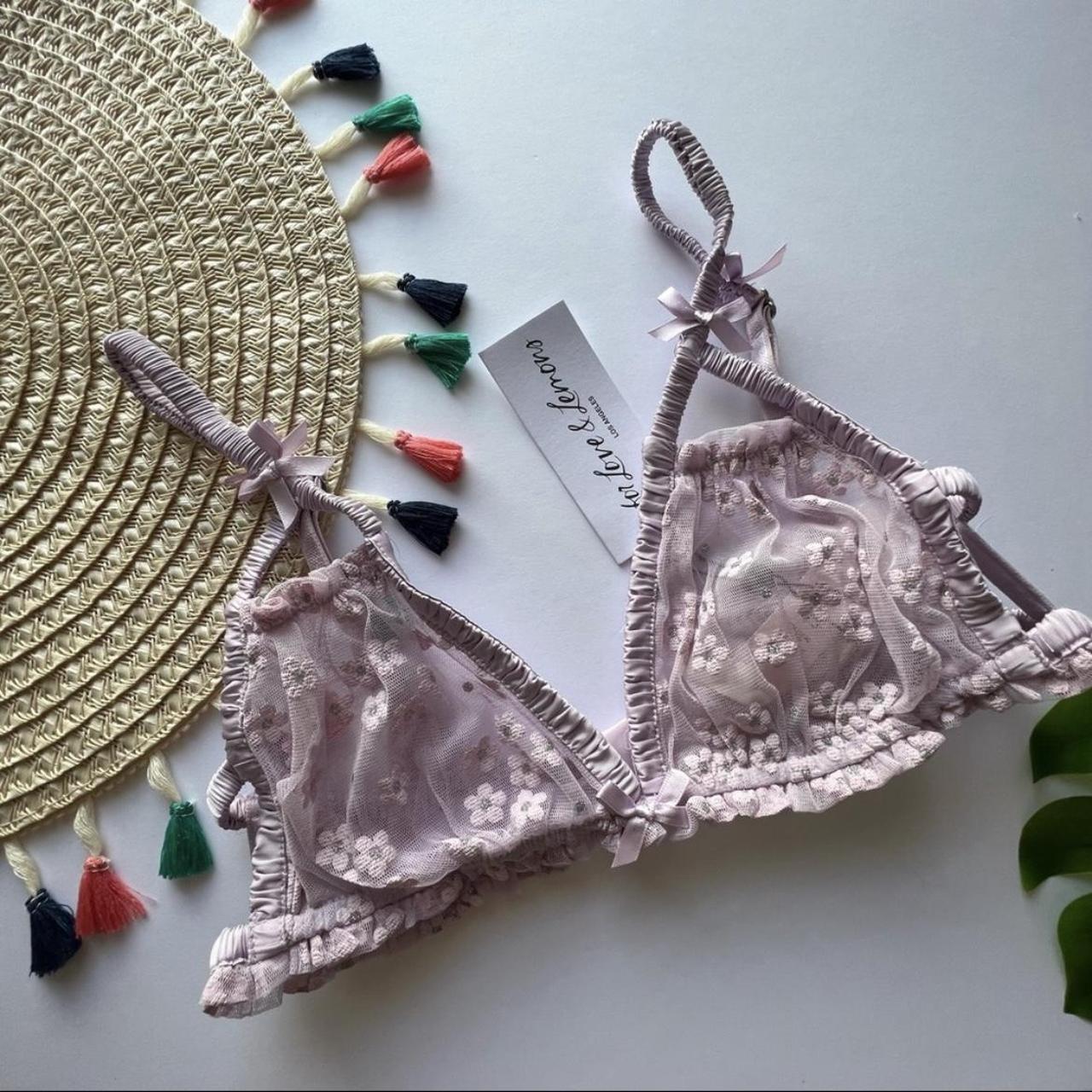for love and lemons pink embroidered bralette - size small
