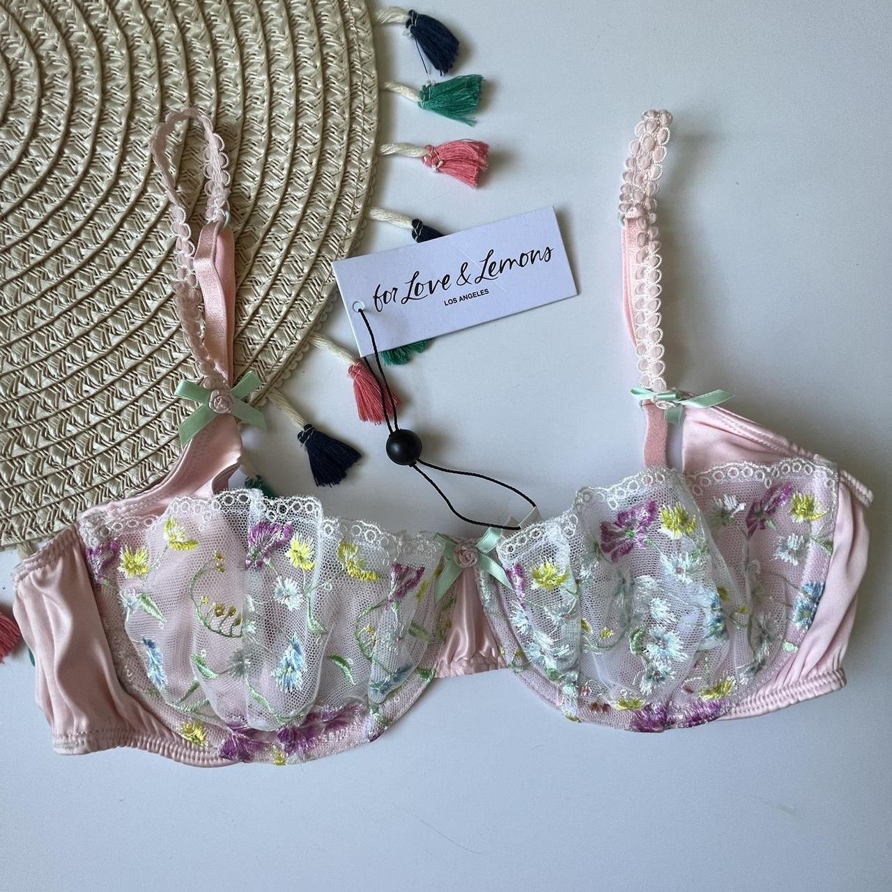 For Love And Lemons Midsummer Floral Bra Pale Pink... Depop