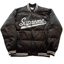 Supreme Script Varsity Puffy Jacket FW16 Black Size... - Depop