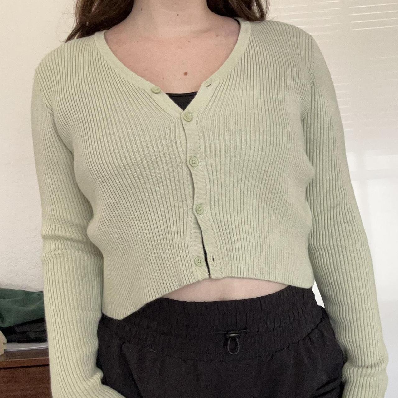 Brandy Melville green cardigan 🌱 slightly cropped... Depop