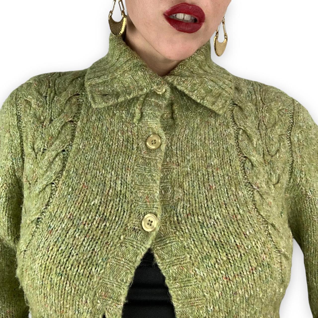 Vintage LL BEAN wool blend woven turtleneck cardigan - Depop