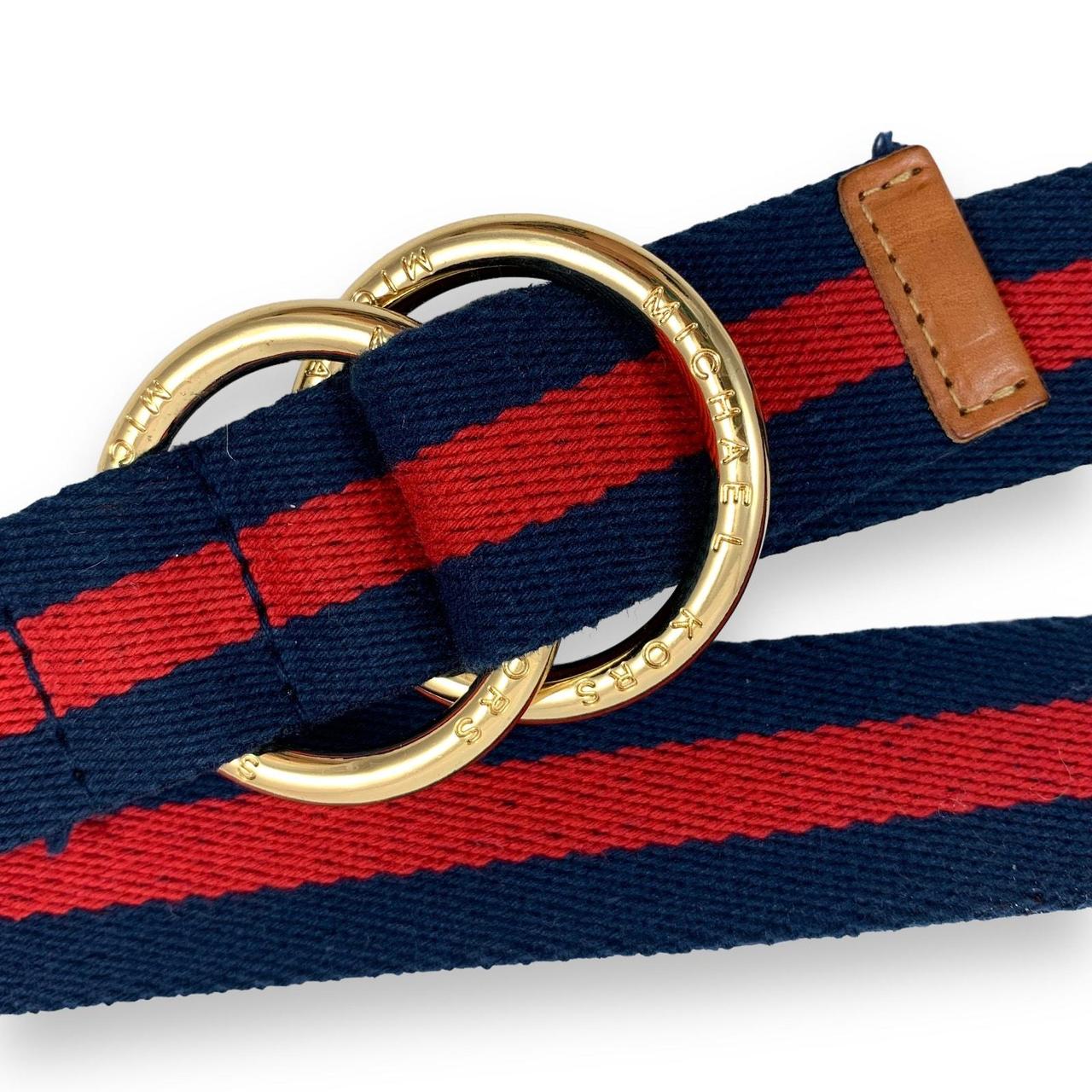 MICHAEL KORS red and navy MONTAUK belt with leather. Depop