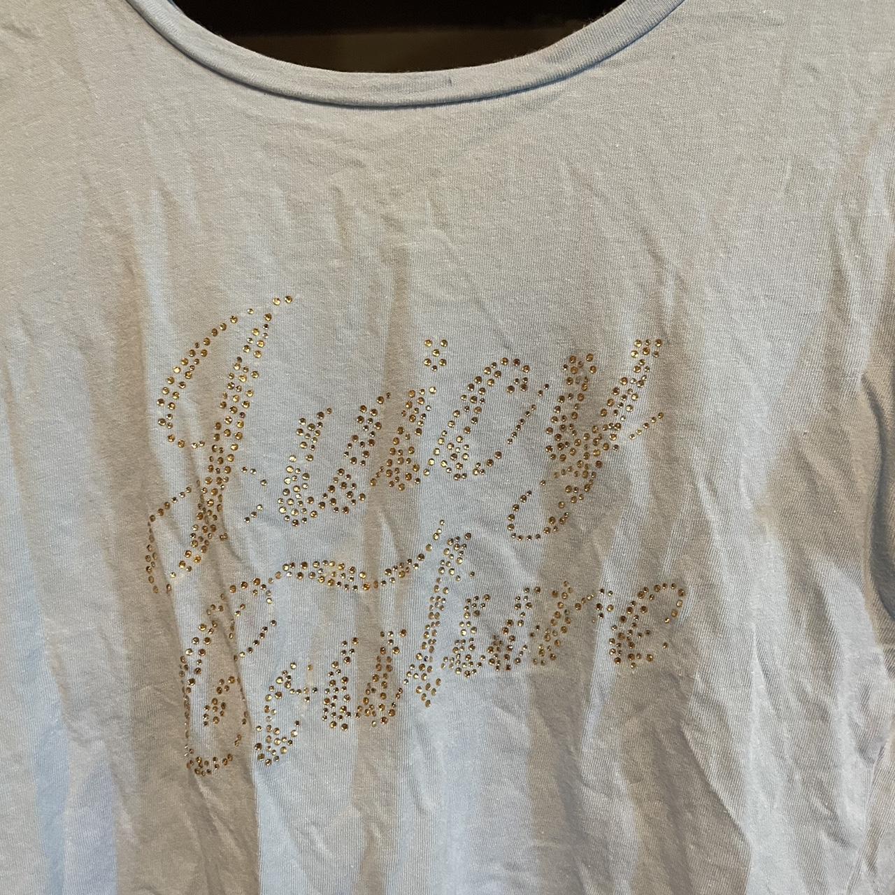 baby blue juicy couture w gold diamanté logo on... Depop