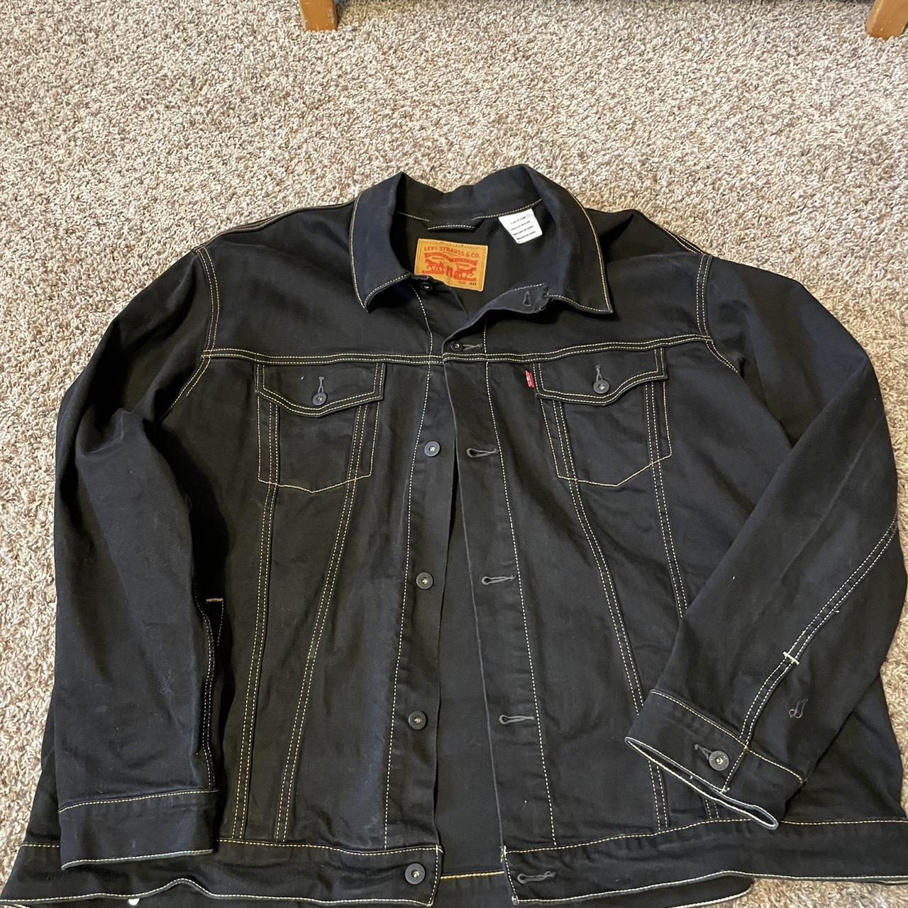 Levi s black denim Jacket Super comfy Hard Black. Depop