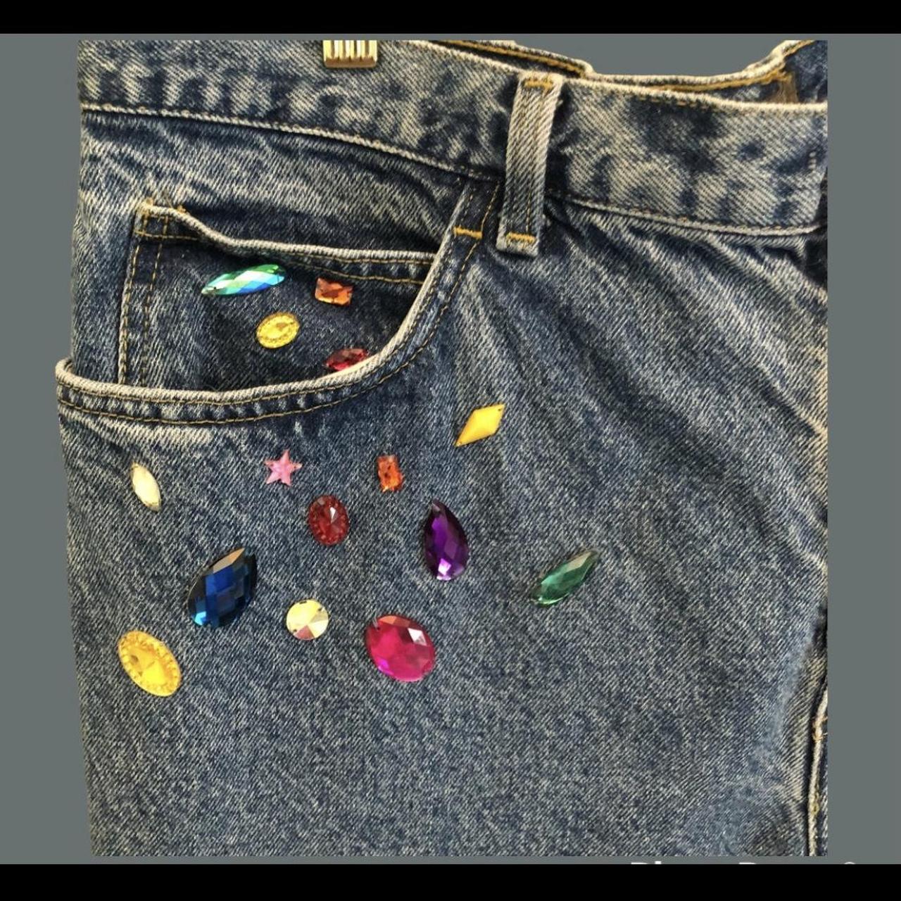 Custom rhinestone jeans for women #custom#upcycled#buy - Depop