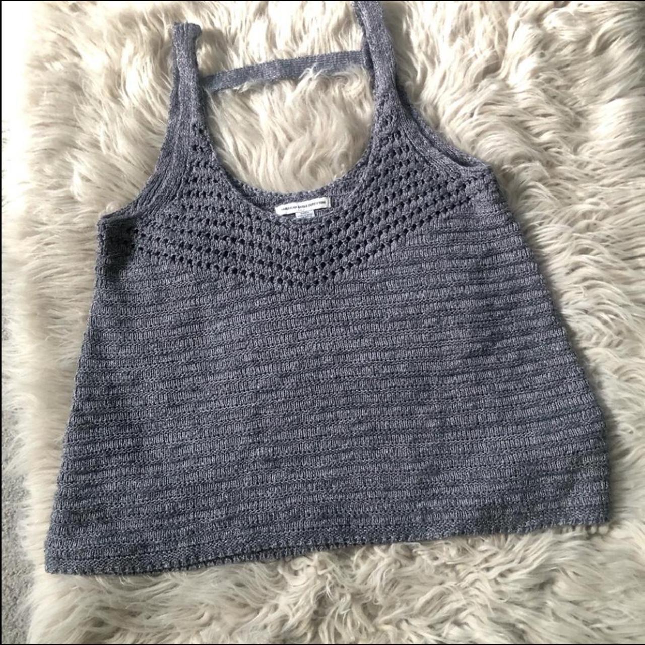 American Eagle Outfitters Knit Tank Gray blue knit... - Depop