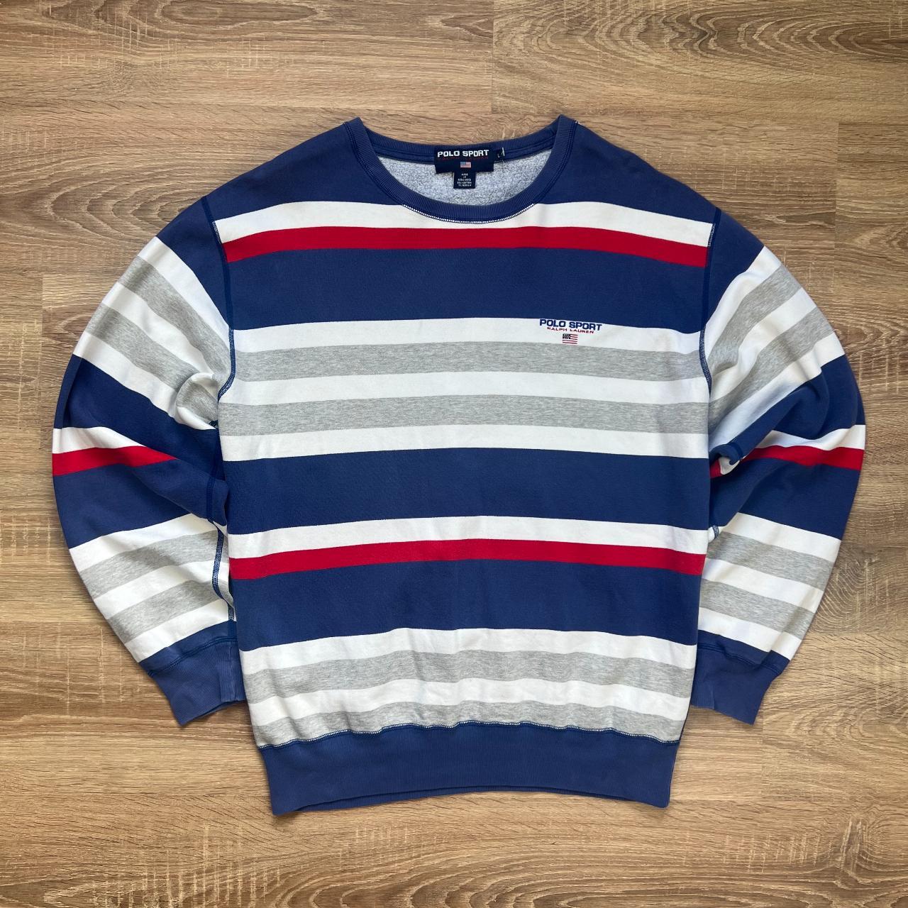 Vintage 90s Polo Sport Striped Sweatshirt, iconic... - Depop