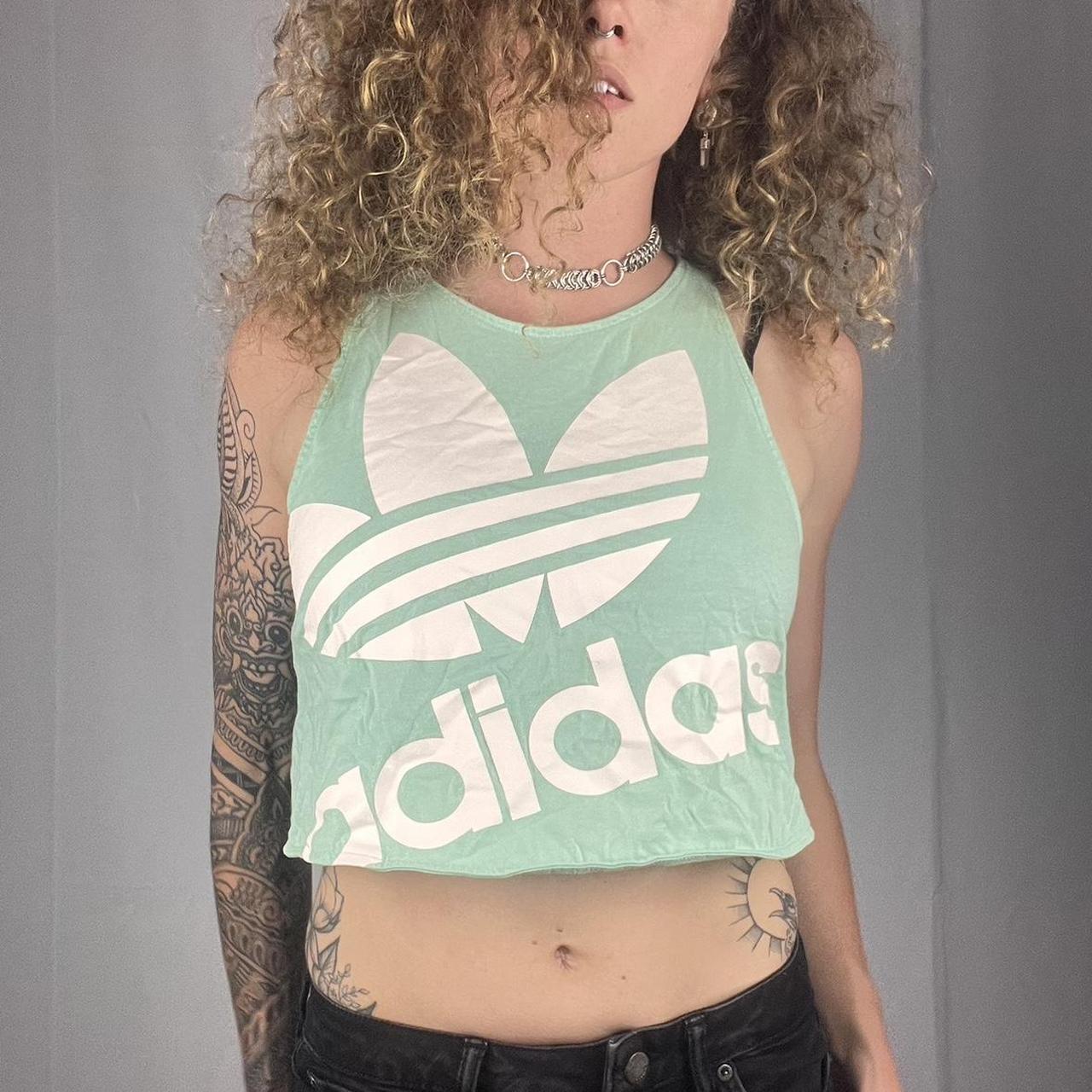 Adidas mint green and white crop top Depop
