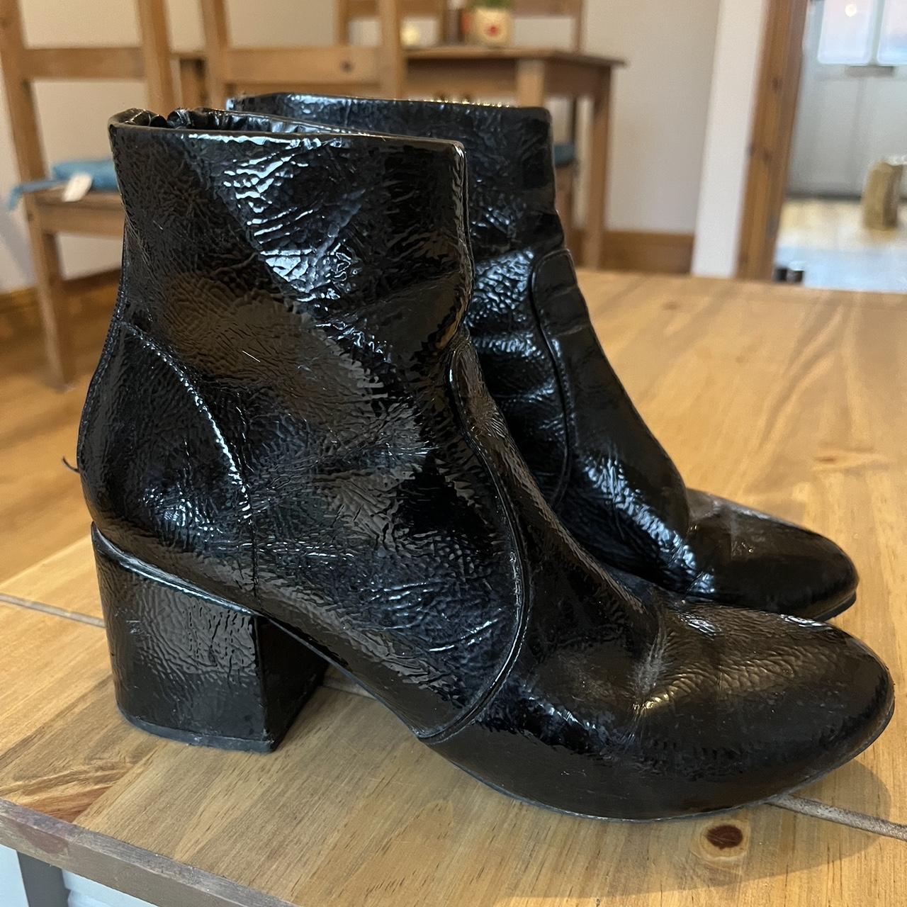 Patent ankle cheap boots new look