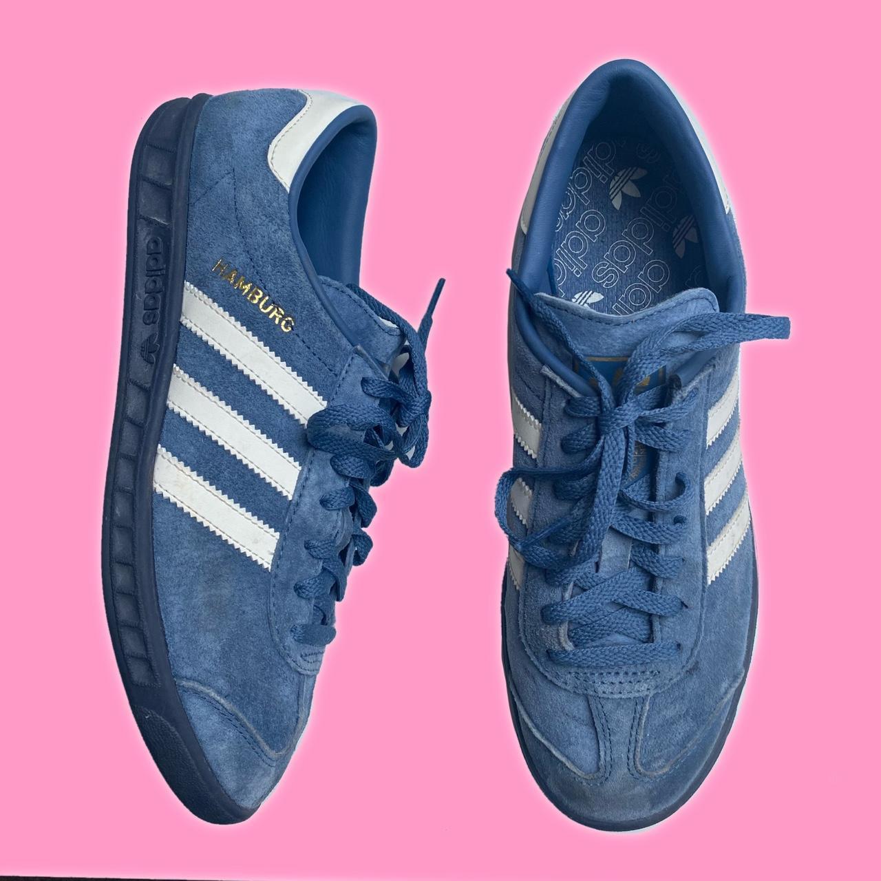 Adidas hamburg trainers Blue suede / white / blue... Depop