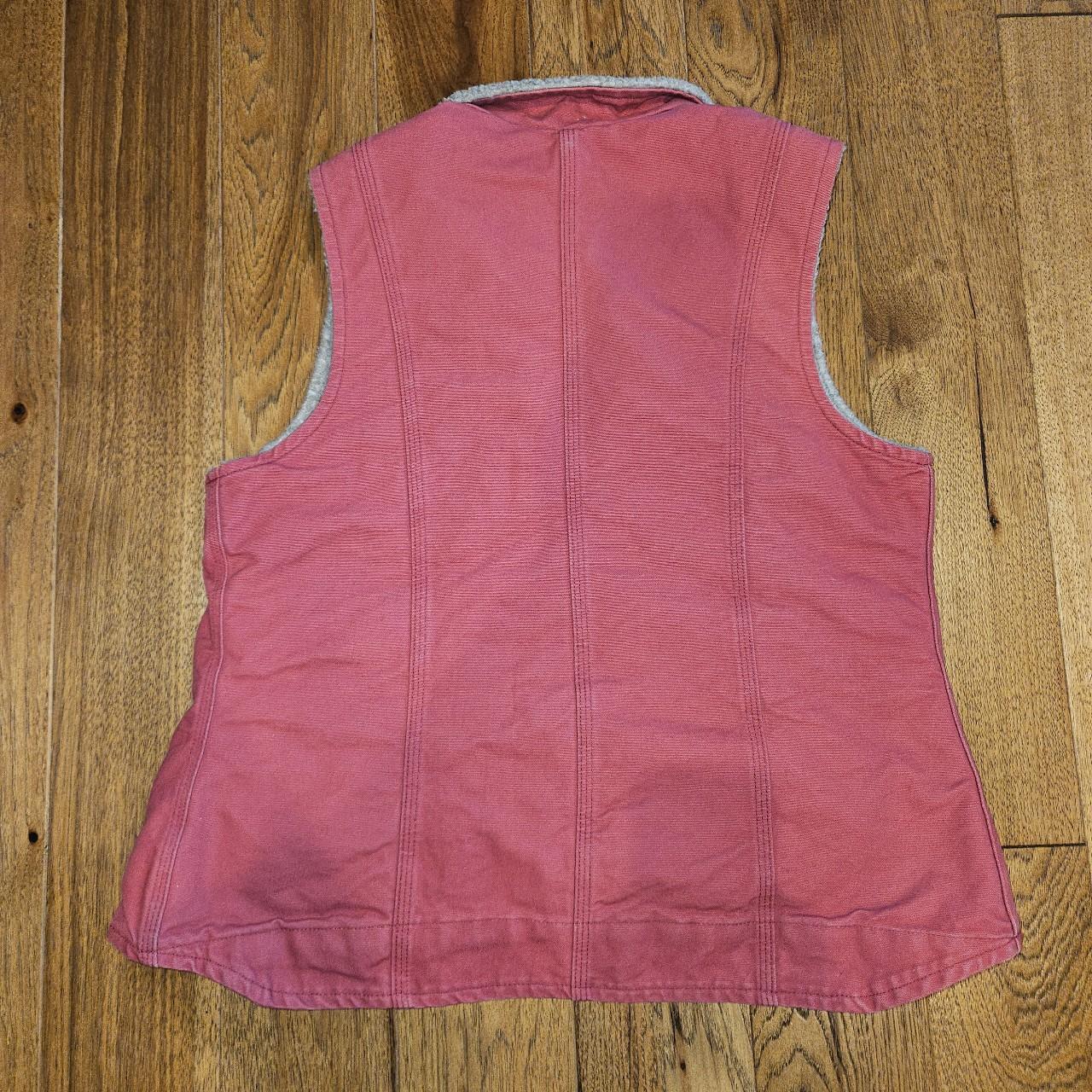Pink carhartt vest jacket with sherpa lining size... Depop