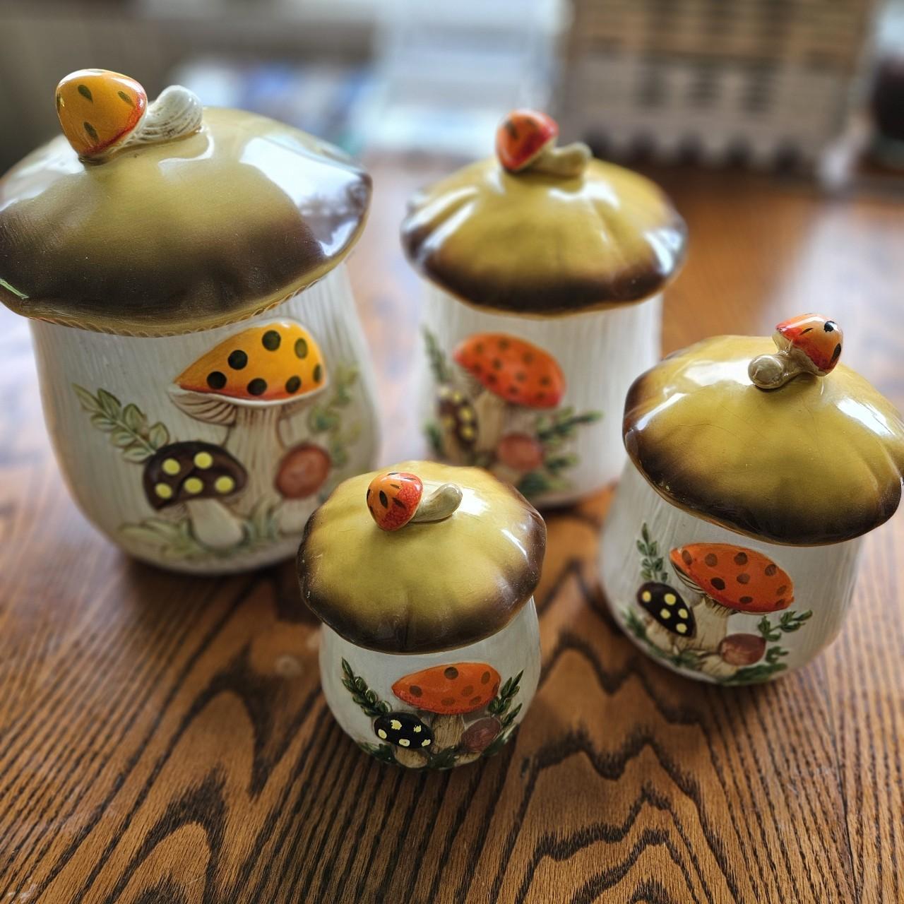 Set of 4 vintage merry mushroom hotsell canisters