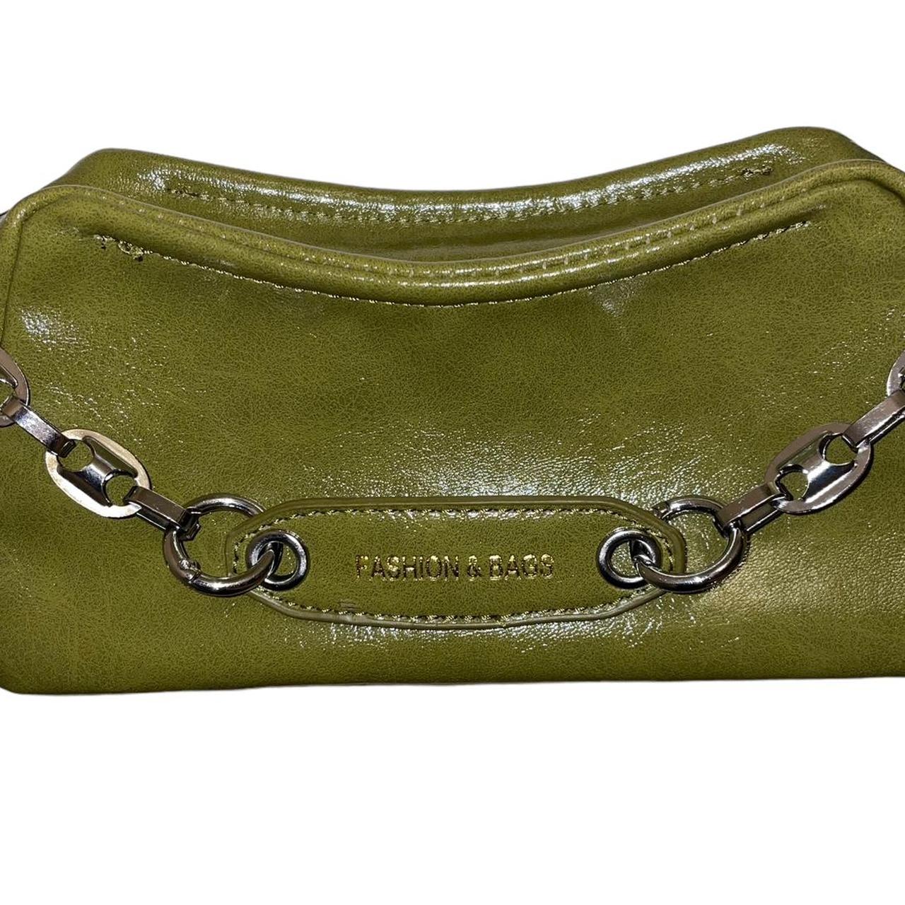 Green leather shoulder bag 🫒 Unbranded bag with... - Depop