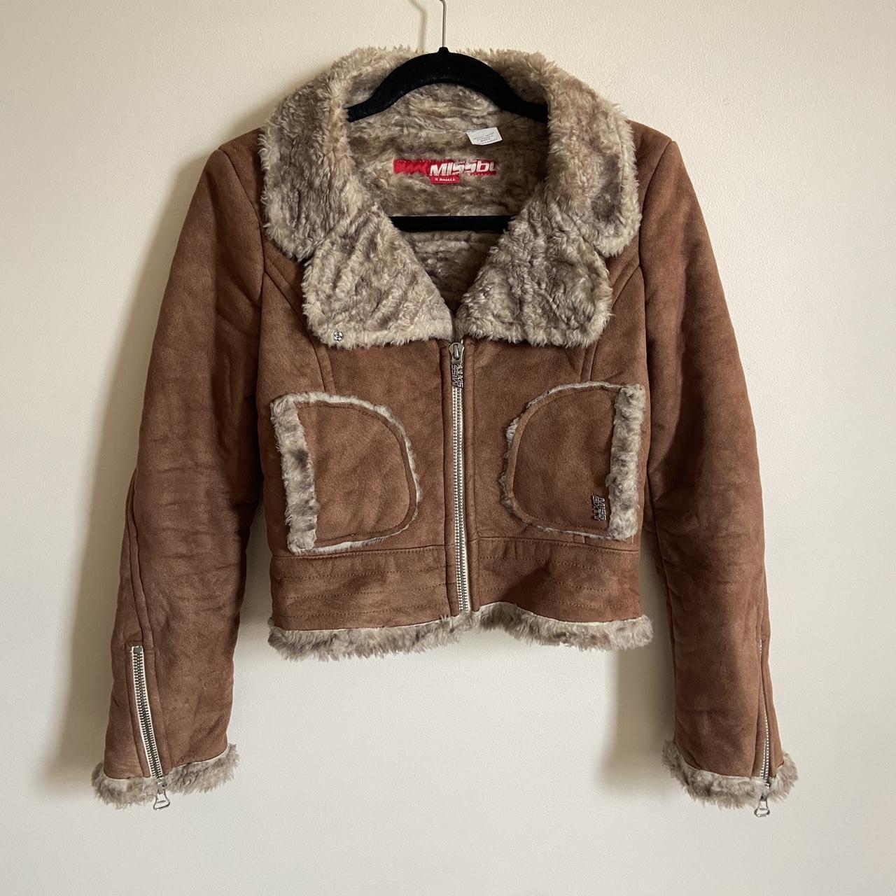 Miss Sixty Women's Brown and Tan Jacket | Depop