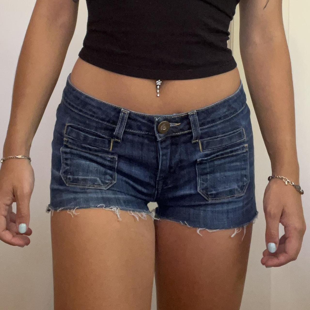 Vintage Hudson Low Rise Micro Denim Shorts 28 Depop