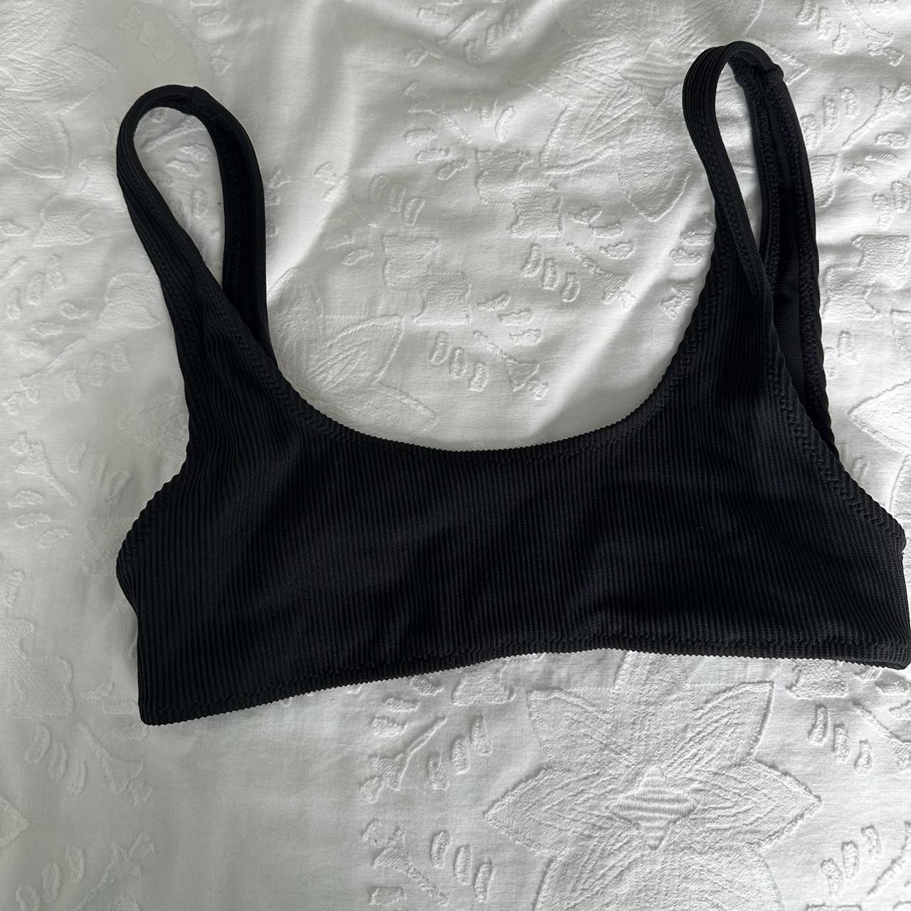 Ribbed black White Fox Boutique bikini top in... - Depop