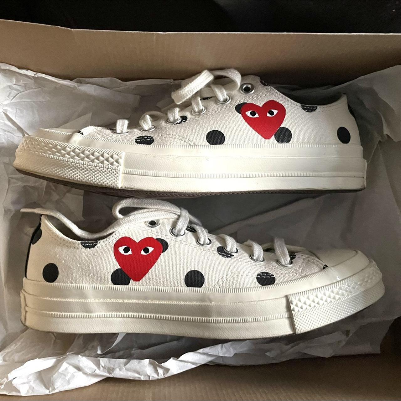 Comme des Garçons Play Women's White and Black Trainers | Depop