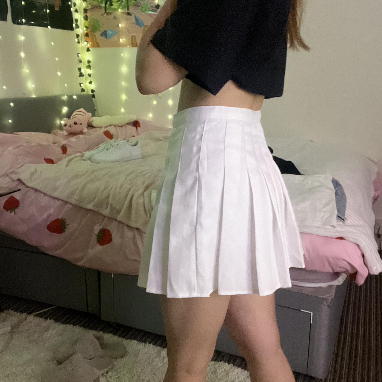 High waisted white pleated skirt from SHEIN XS , I... - Depop