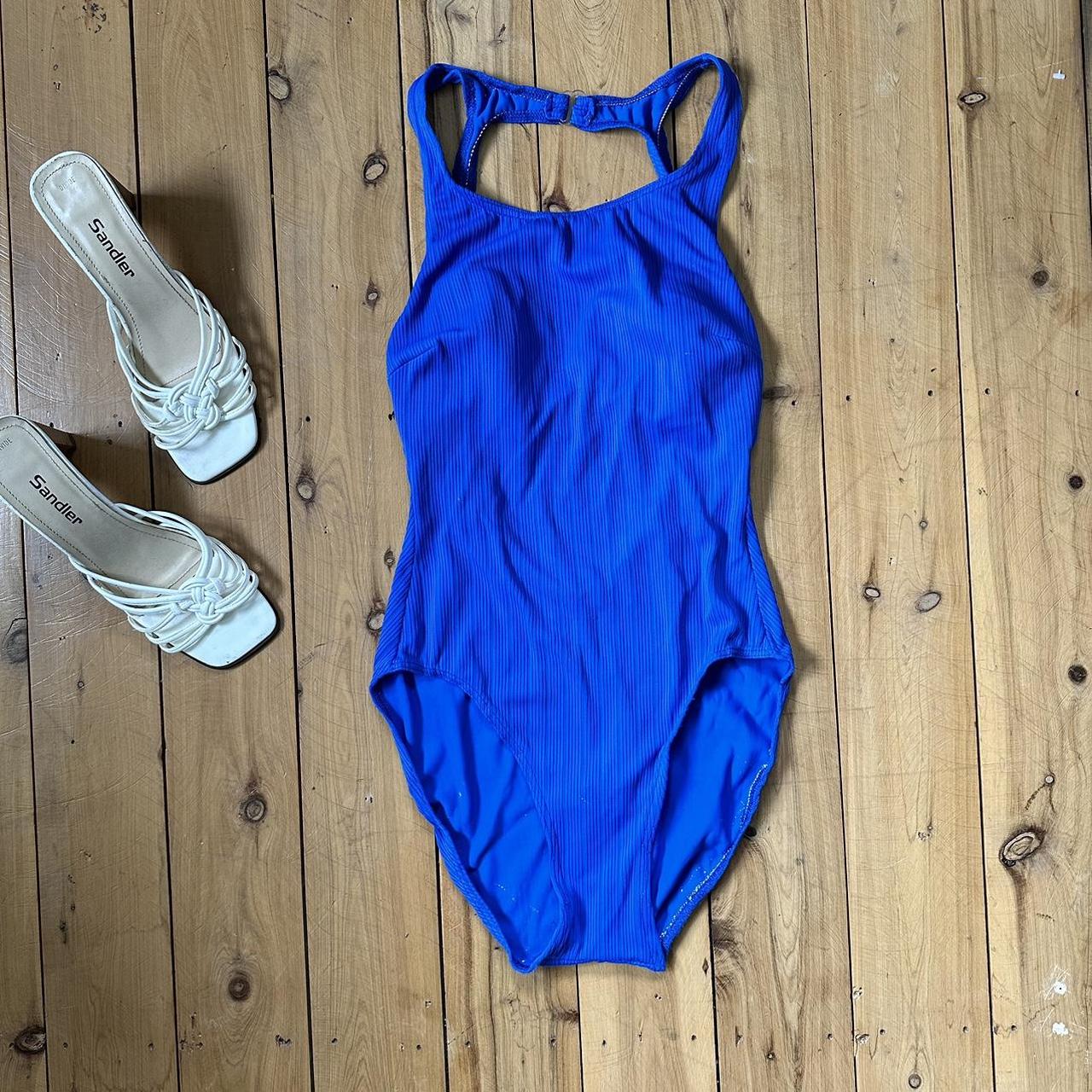 90s vintage electric cobalt blue one piece swimsuit... Depop