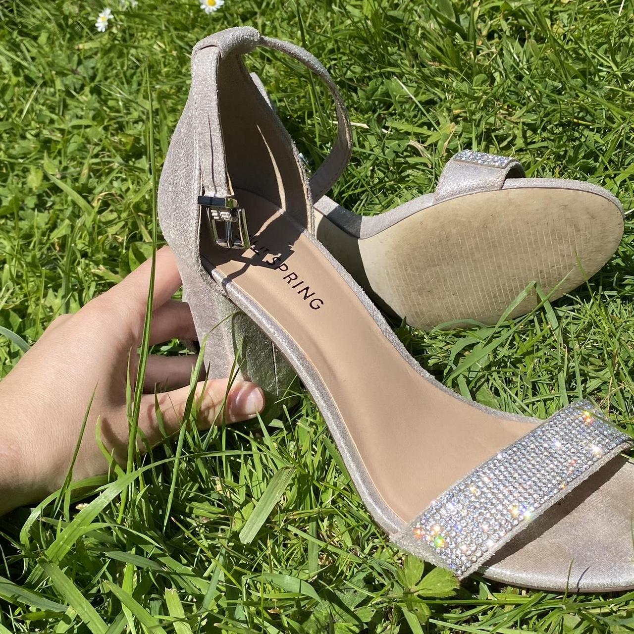 ASOS- Glamorous wide fit block silver heeled sandals... - Depop