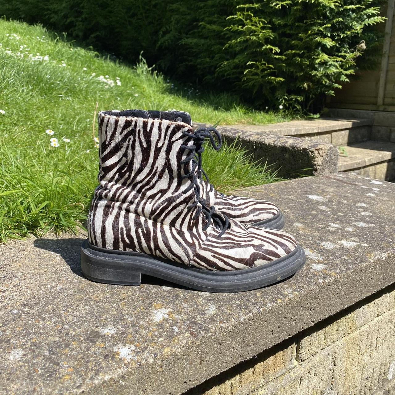 Print Asos Zebra Boots Zebra Faux Fur Black And White Lace Up