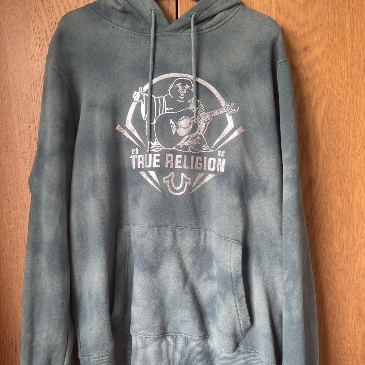 Green tie dye true religion hoodie Worn... Depop