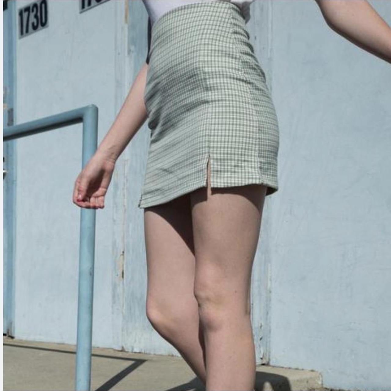 Green brandy Melville cara skirt Check mini skirt Depop