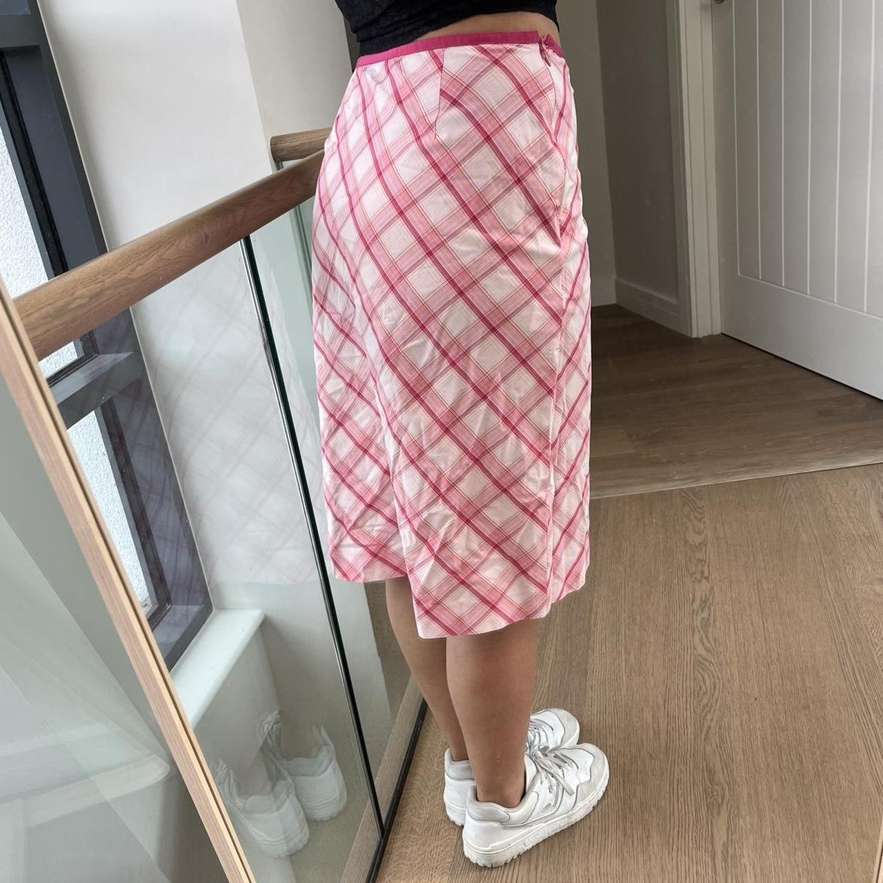 Vintage Oasis pink gingham/ check midi skirt