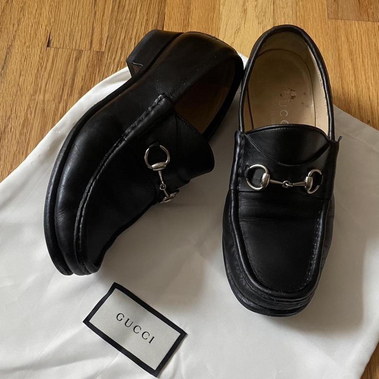 Vintage Gucci Horsebit Leather Buckle Loafers Size:... - Depop