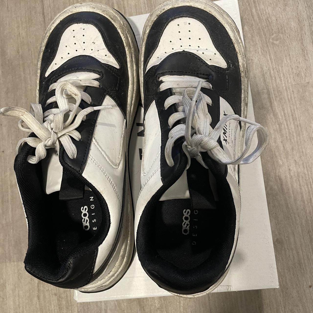 ASOS Men's Black and White Trainers | Depop