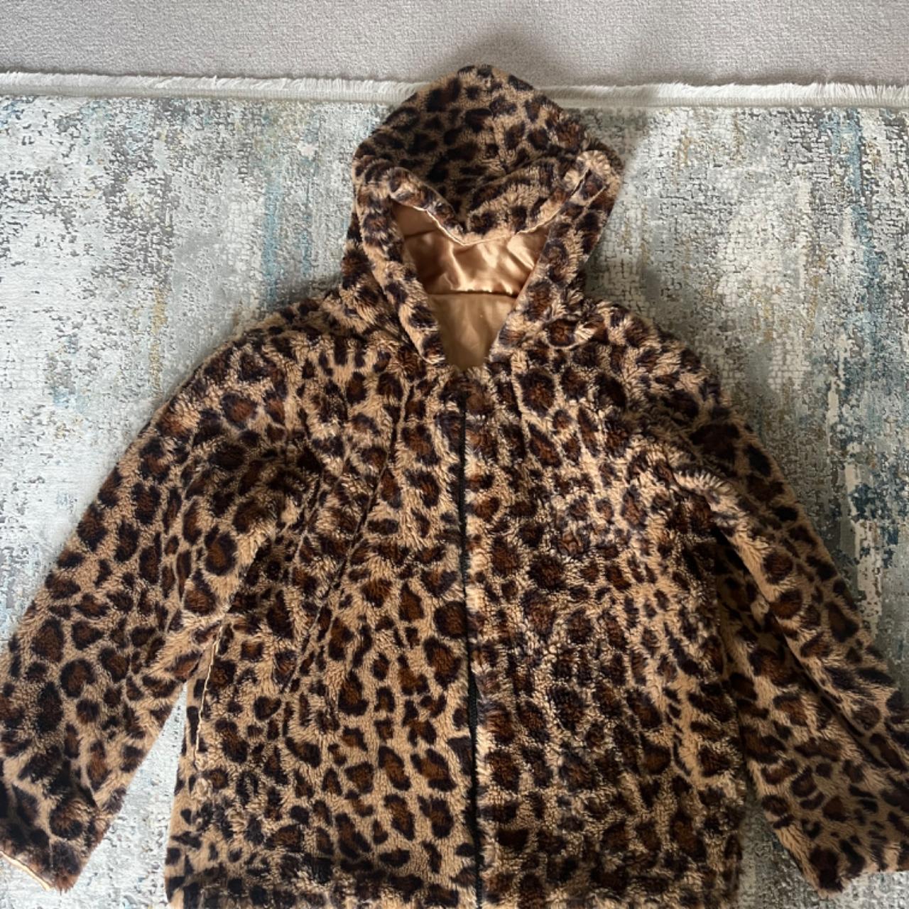 Cheetah Print Faux Fur Jacket Small rip inside the... - Depop