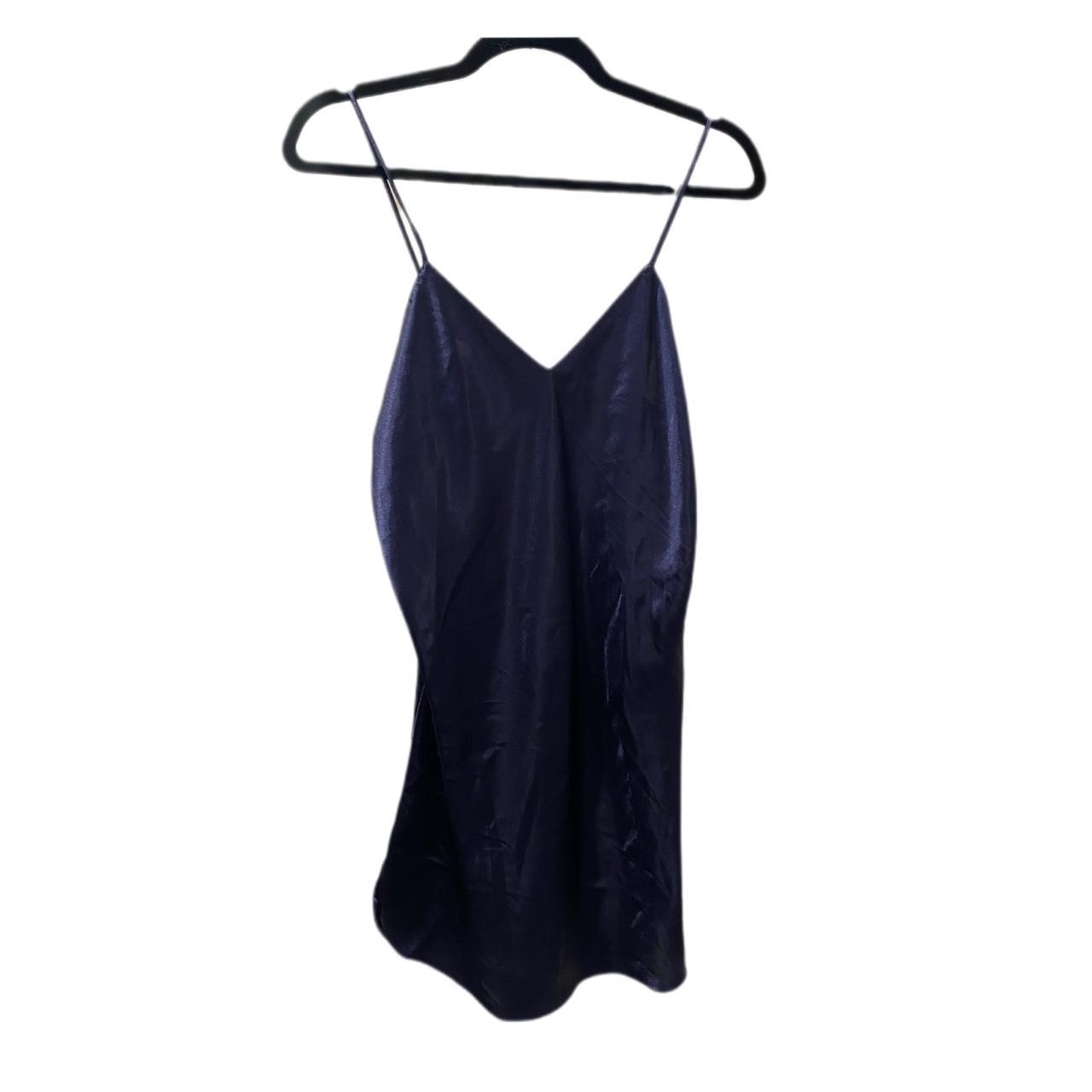 Navy satin slip dress. Color is what is shown in the... - Depop