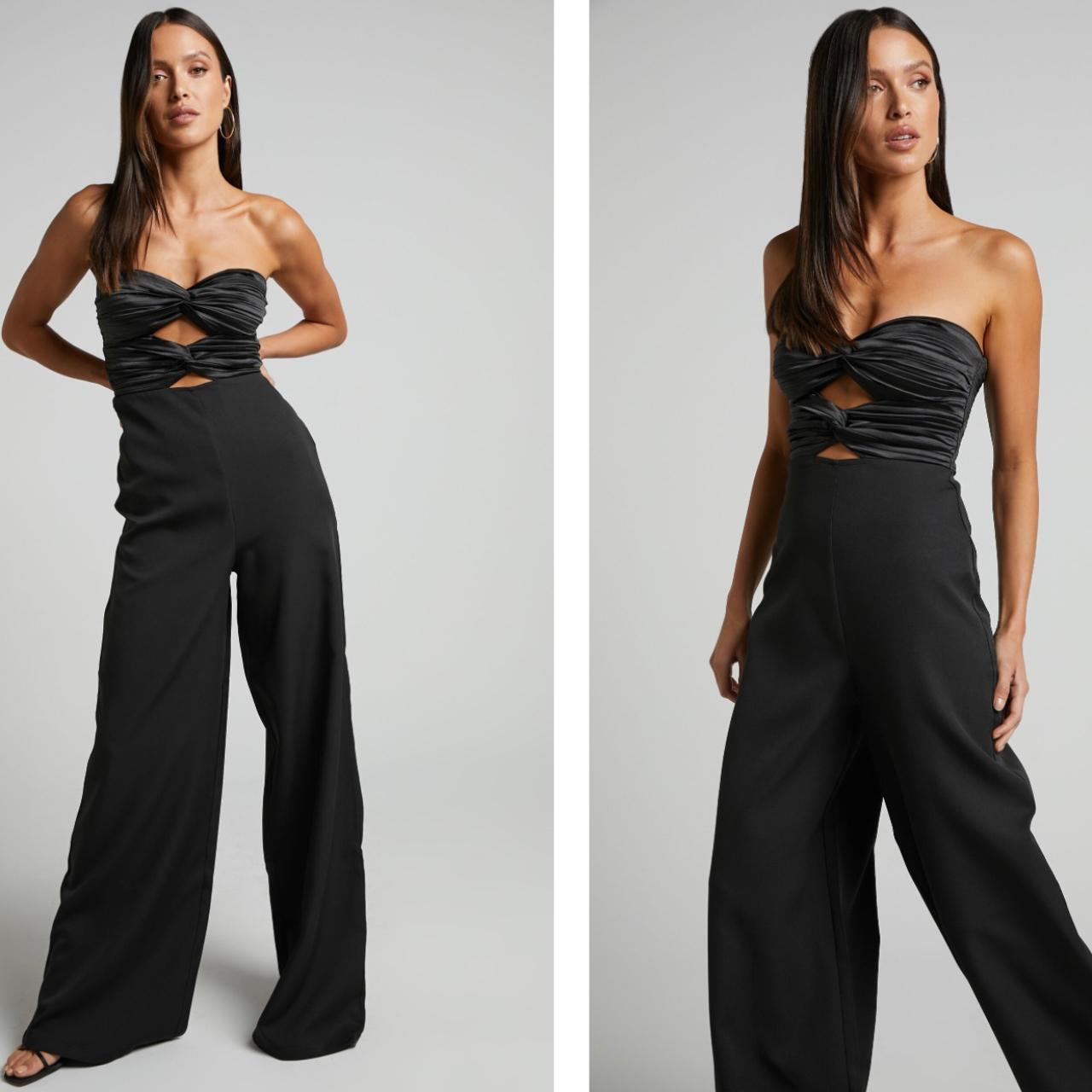 Showpo TWIST FRONT DETAIL JUMPSUIT IN BLACK Retail. Depop