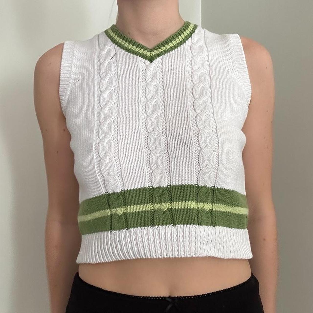 Crochet Knit Cropped Sweater Vest 🌱 Models Chest:... - Depop