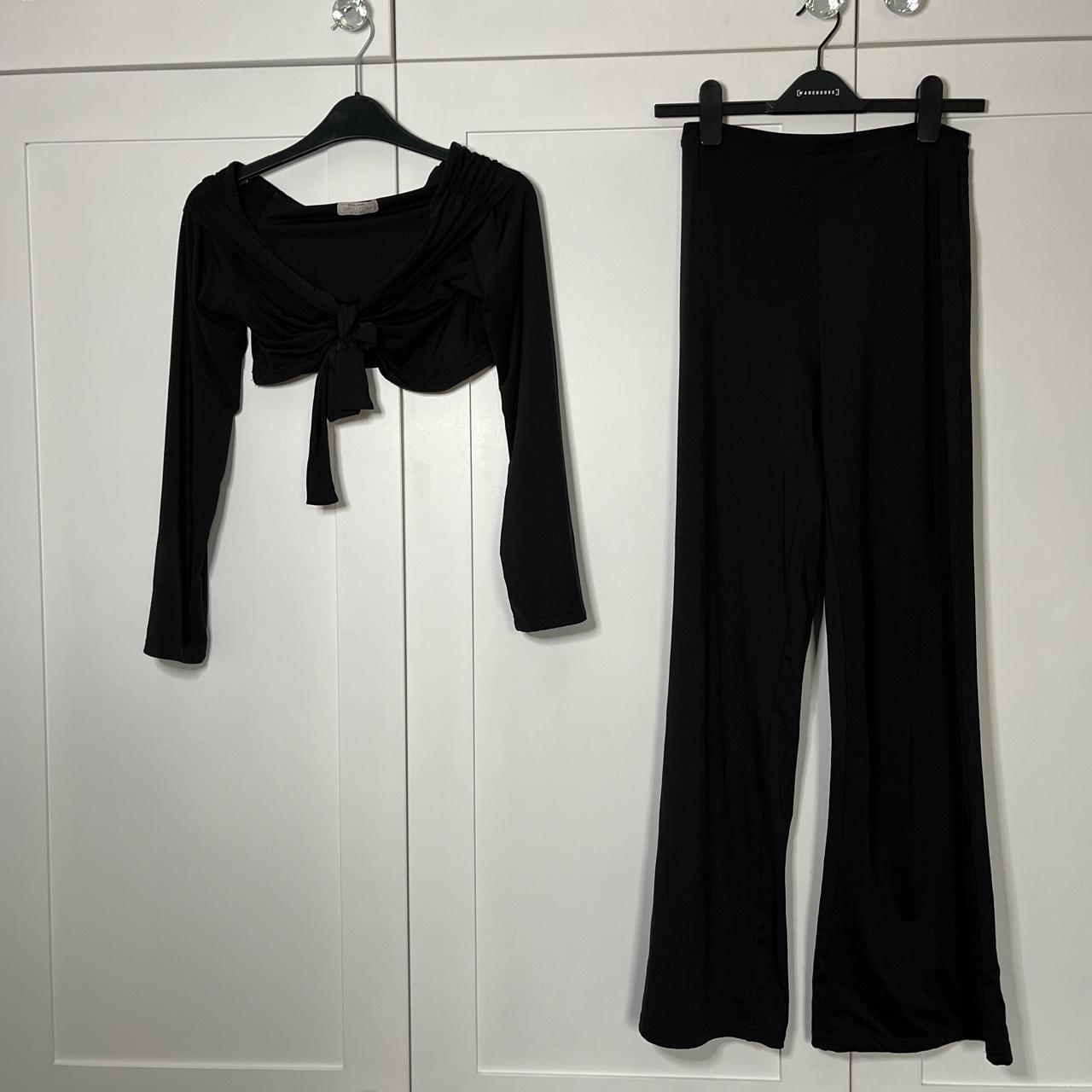 Oh Polly black two piece, long sleeve cropped top &... Depop